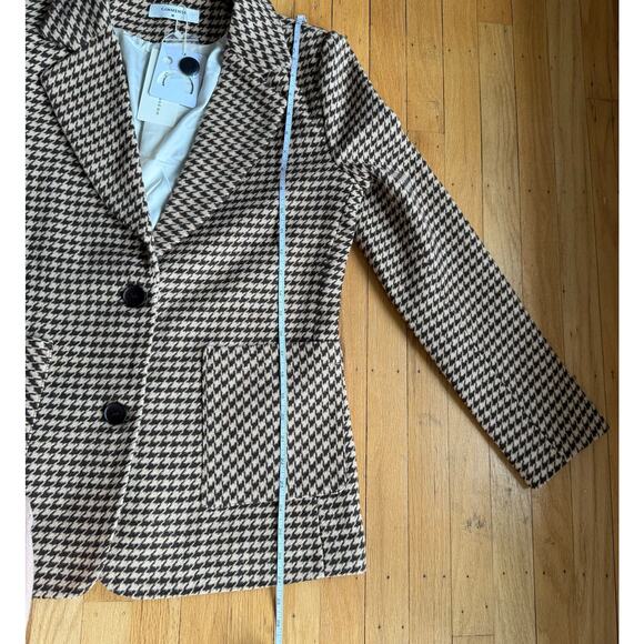 Commense Brown Cream Oversized Houndstooth Blazer Size M Preppy Academia Classic - Picture 12 of 16